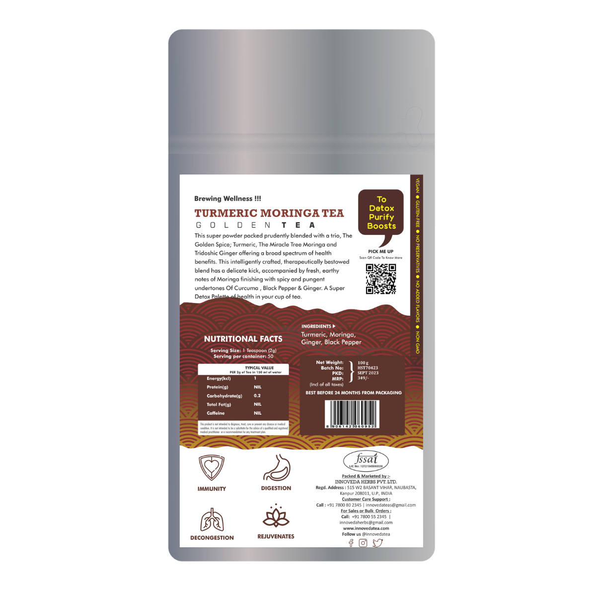 Innoveda Turmeric Moringa Tea - 100 gms